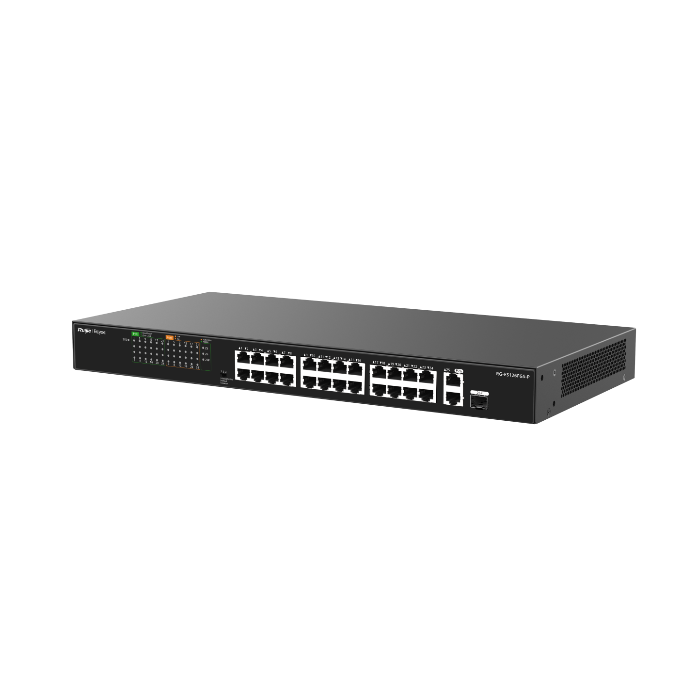 RUIJIE REYEE RG-ES126FGS-P 26 Portlu, 10/100 Fast Ethernet Tak Çalıştır Swıtch 2 Gigabit Uplink 1combo