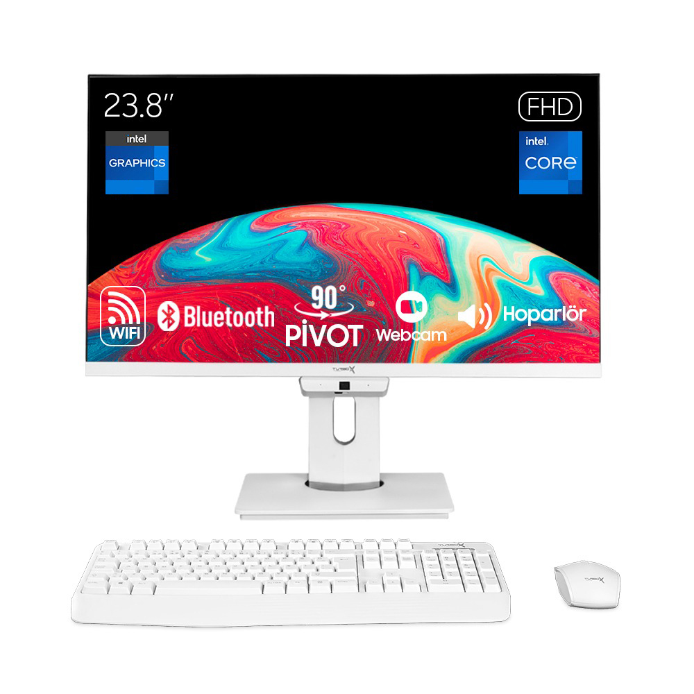 TURBOX  TAx1908 i7 7700 16GB Ram 256GB SSD 23.8 inç FHD Pivot WiFi BT Webcam All in One PC  ATM00019982 AIO
