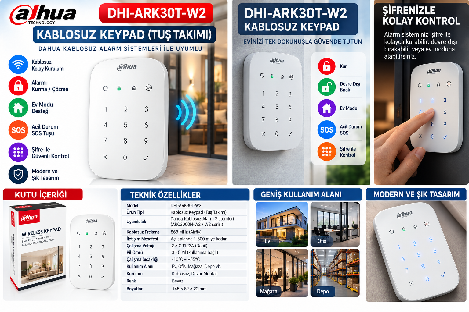 DAHUA DHI-ARK30T-W2 KABLOSUZ KEYPAD ALARM