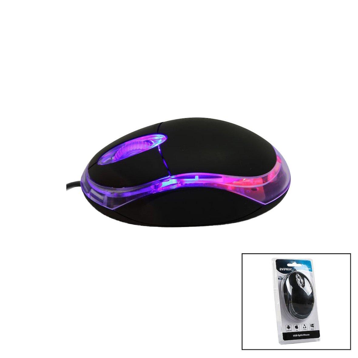 EVEREST KM-6809 USB OPTICAL BLACK MOUSE KABLOLU