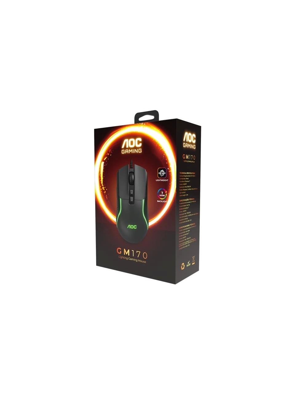 AOC Gaming Mouse GM170 Kablolu Oyun Faresi 7 Programlanabilir Düğmeli Oyun Faresi, 6 Ayarlan 7200D