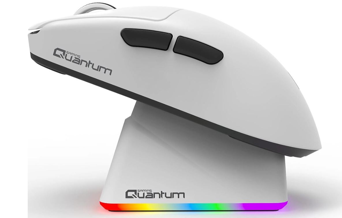 QUANTUM GAMİNG Fluxmouse G13 Pro 3Mod Beyaz (USB-C/2.4G/BT) 400mAh RGB Şarj İstasyon