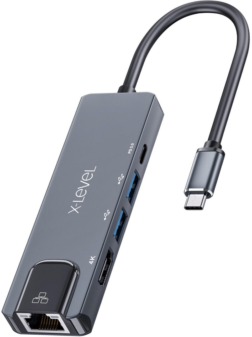 X-LEVEL XMH7810 X-MULTIDOCK 5IN1 TYPE-C TO USB HUB+HDMI+TYP-C+ETH