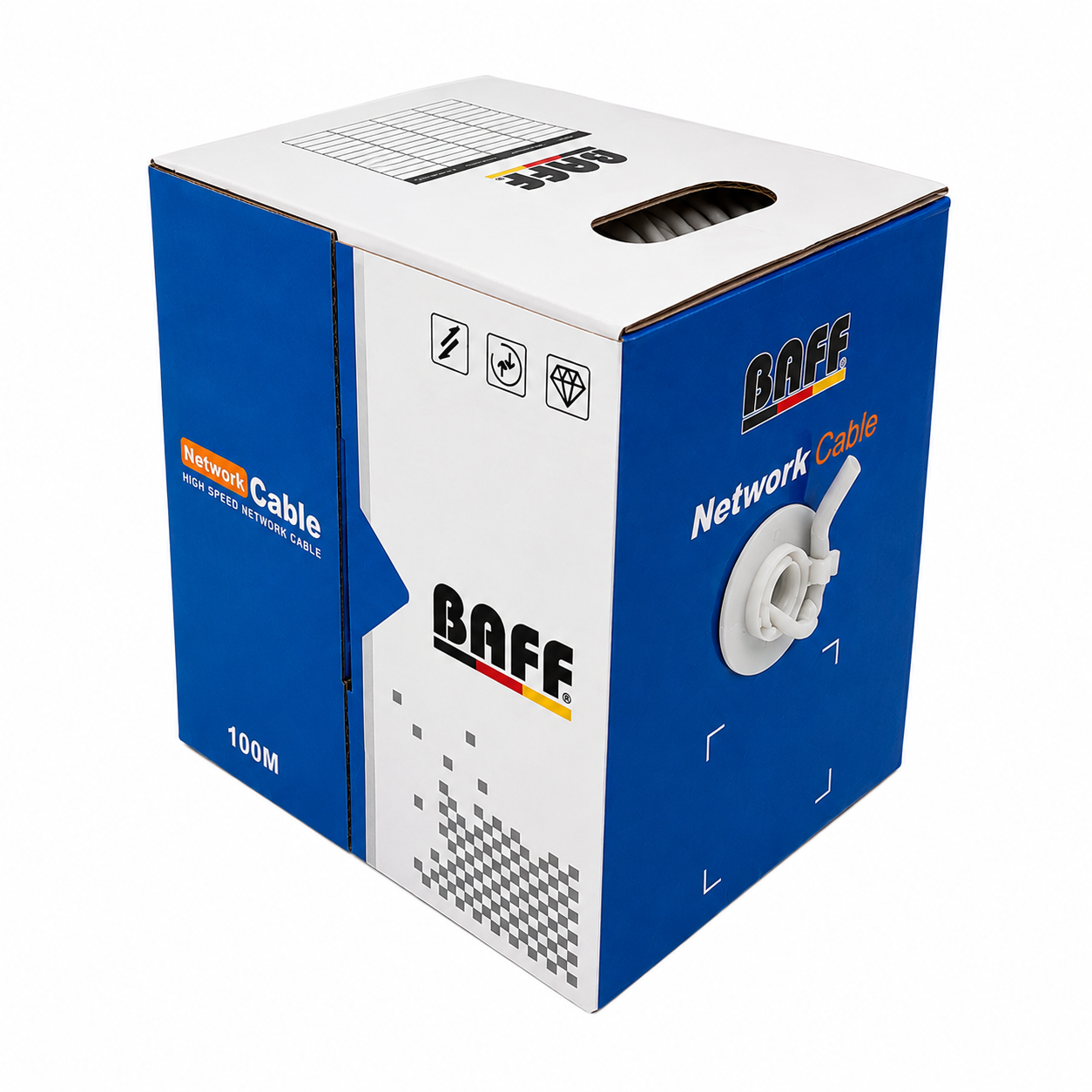 BAFF 100MT 23 AWG 57MM CAT6 KABLO BAFF-100 İNDOOR MİNİ KUTU